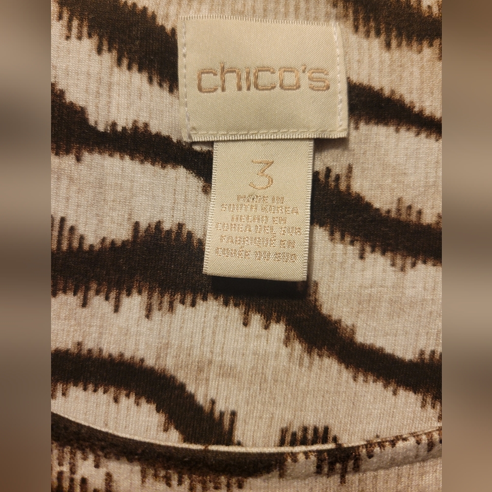 Chico's Brown And Cream Zebra Print Blouse With Side Tie - Excellent Condition - Picture 4 of 4